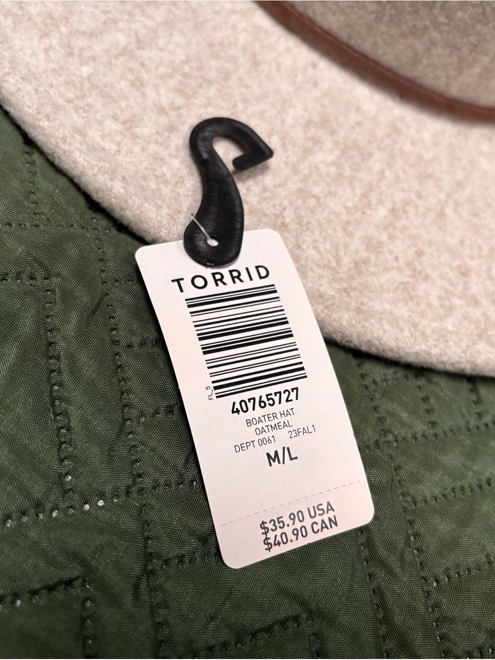 torrid Oatmeal Boater Hat with Brown Trim - Picture 4 of 4